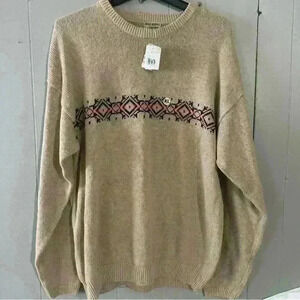Vintage High Sierra Sweater Adult XL Tan  Cable Knit Pattern Pullover 90s NWT